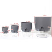Transparent Plastic Double-Layer Water Storage Automatic Water-Absorbing Flowerpot, Size: A705 Caliber 10.5cm(Gray Transparent Basin)