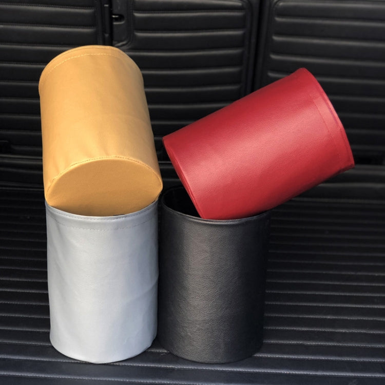 2 PCS Leather Foldable Car Trash Can Mini Chair Back Suspended Water-resistant Trash Can(Black)