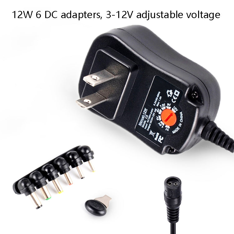 C5 3-12V 12W Adjustable Voltage Regulated Switch Power Supply Power Adapter Multifunction Charger With DC Tips(EU Plug)