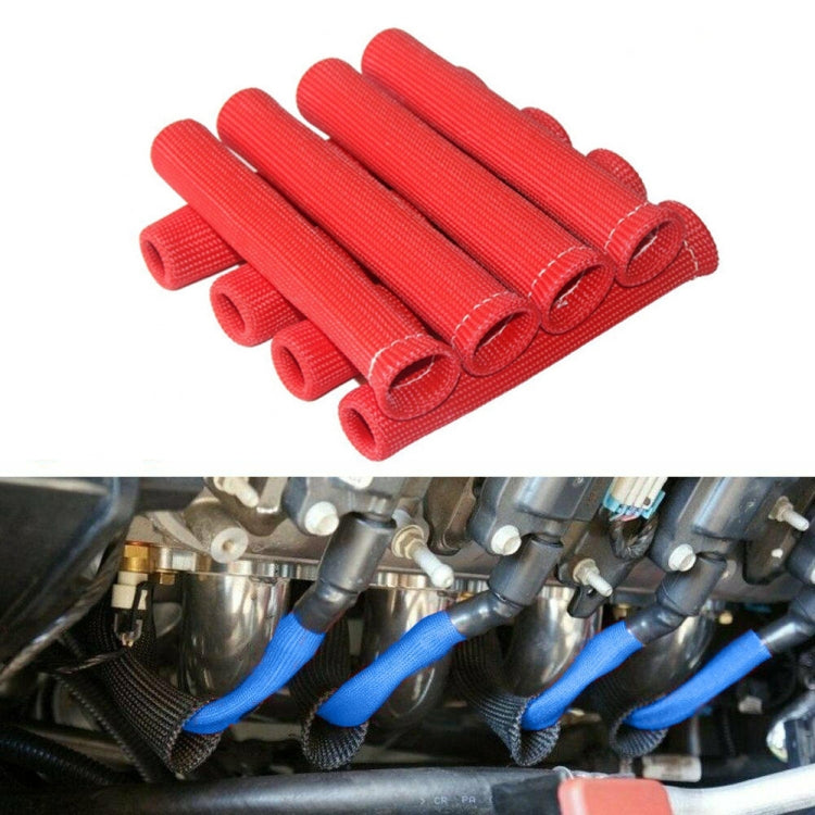 8 PCS / Set High-Temperature Car Spark Plug Protective Cover Spark Plug Heat Shield(Red)