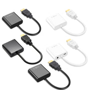 2 PCS Jasoz 1080P HDMI To VGA Converter Oxygen-Free Copper Core, Colour: With Audio Power Supply (Black)