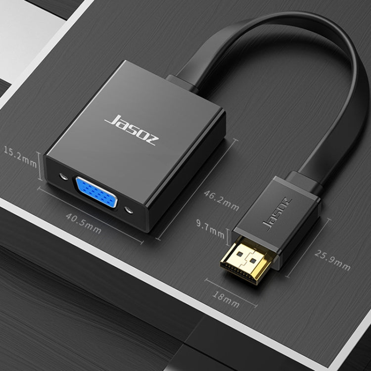 2 PCS Jasoz 1080P HDMI To VGA Converter Oxygen-Free Copper Core, Colour: With Audio Power Supply (Black)