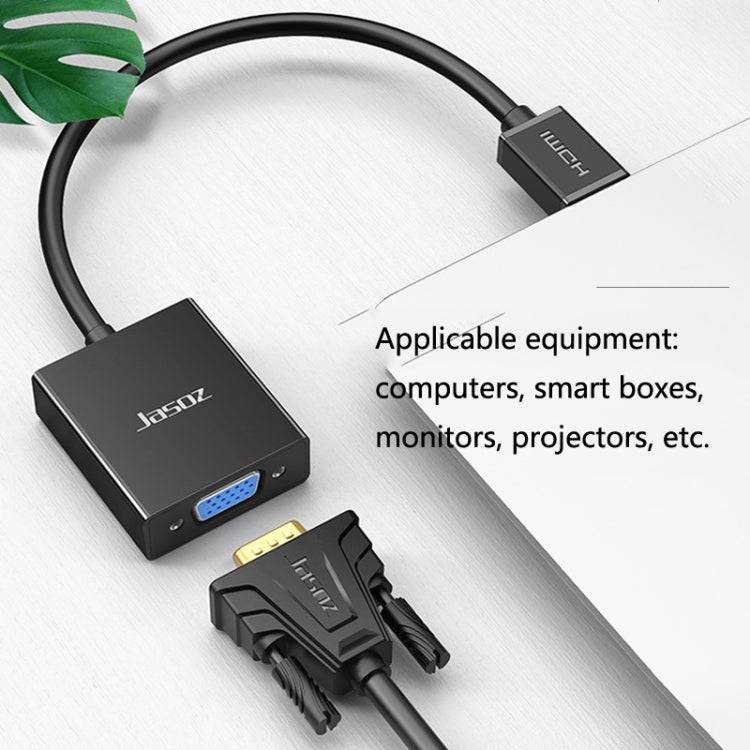 2 PCS Jasoz 1080P HDMI To VGA Converter Oxygen-Free Copper Core, Colour: With Audio Power Supply (Black)