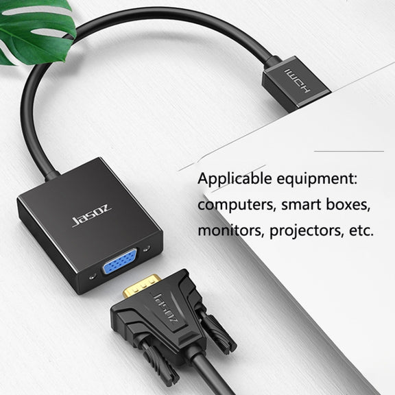 2 PCS Jasoz 1080P HDMI To VGA Converter Oxygen-Free Copper Core, Colour: With Audio Power Supply (Black)