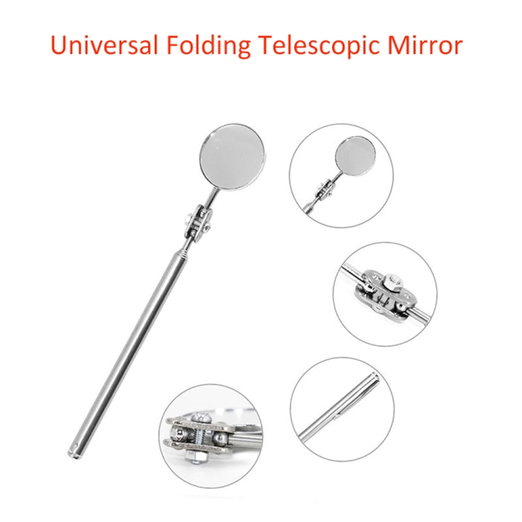 Car Repair Detection Mirror Universal Folding Telescopic Mirror Welding Chassis Inspection Mirror, Model: Silver 50mm
