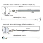 Car Repair Detection Mirror Universal Folding Telescopic Mirror Welding Chassis Inspection Mirror, Model: Purple Handle 50mm
