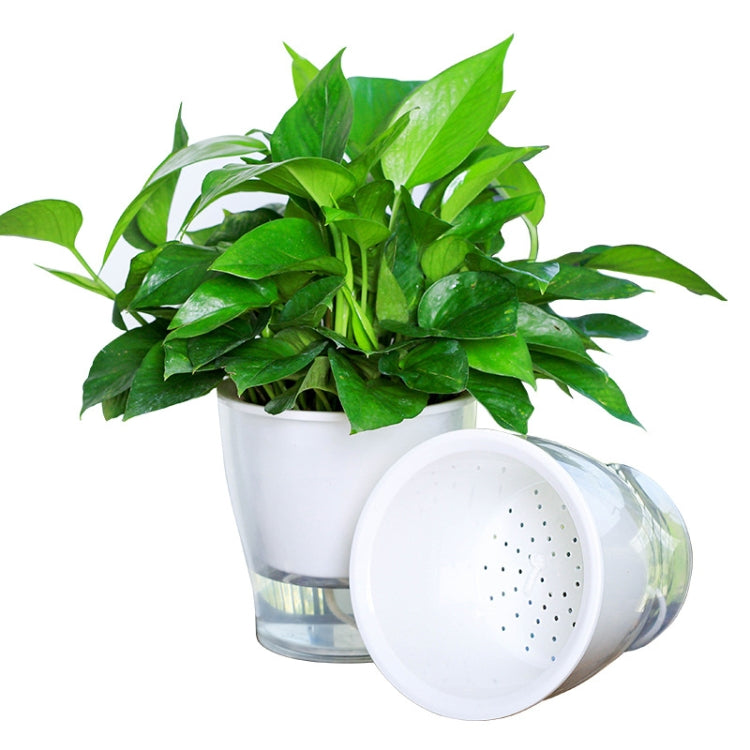 Fully Transparent Hydroponic Flower Pots Water Level Visible Non-Broken Glue Self-Absorbent Plastic Flower Pots, Size: W10 Caliber 17.5cm(Full Transparency)