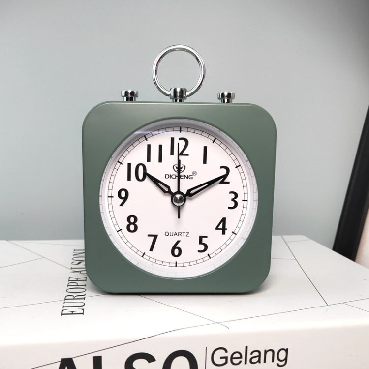 Lazy Silent Small Alarm Clock Office Home Desktop Clock(Green)