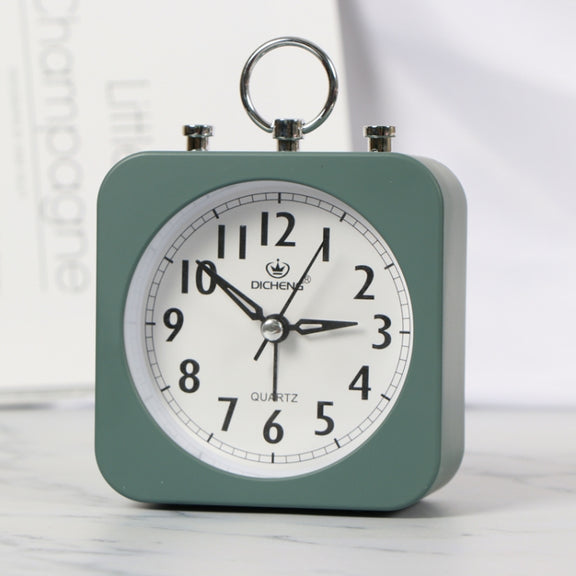 Lazy Silent Small Alarm Clock Office Home Desktop Clock(Green)