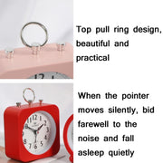 Lazy Silent Small Alarm Clock Office Home Desktop Clock(Red)