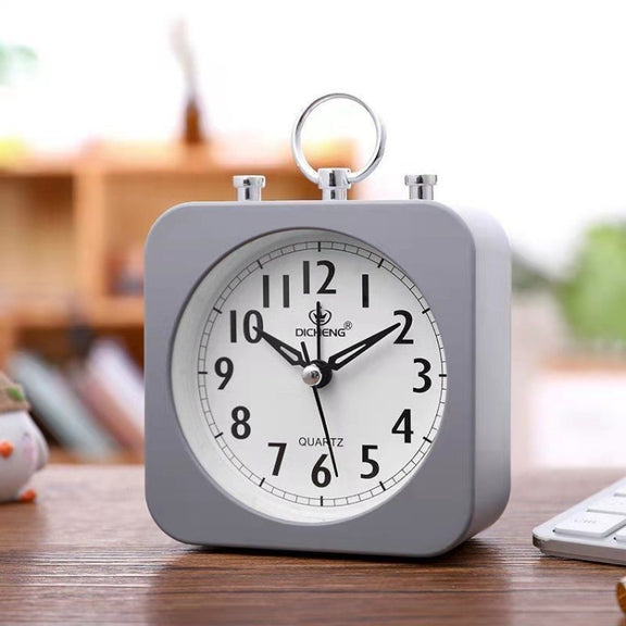 Lazy Silent Small Alarm Clock Office Home Desktop Clock(Red)