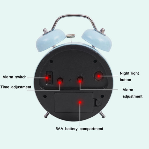 Student Cute Style Bell Alarm Clock Bedside Mute Clock With Light Specification��� Y33 3 Inch (Blue)