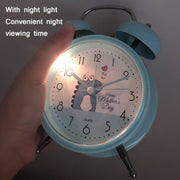 Student Cute Style Bell Alarm Clock Bedside Mute Clock With Light Specification��� Y34 3 Inch (Blue)