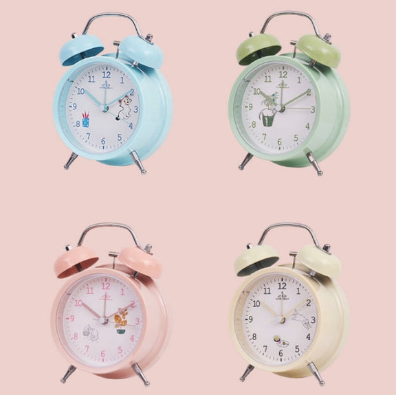 Student Cute Style Bell Alarm Clock Bedside Mute Clock With Light Specification��� Y34 3 Inch (Green)