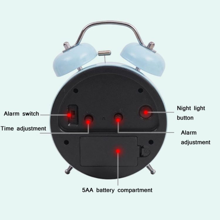 Student Cute Style Bell Alarm Clock Bedside Mute Clock With Light Specification��� Y35 4 Inch (Blue)