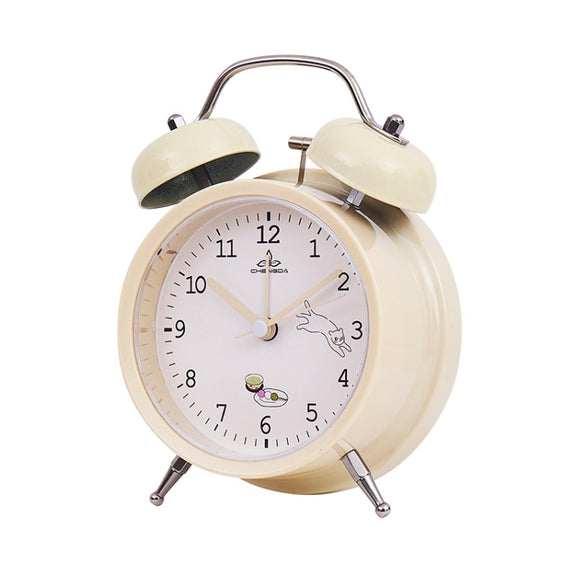 Student Cute Style Bell Alarm Clock Bedside Mute Clock With Light Specification��� Y36 4 Inch (Beige)