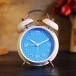 4 Inch Bedroom Bedside Stereo Digital Silent Alarm Clock With Light(White Shell Blue Surface) - Alarm Clocks by PMc TechLife | Online Shopping South Africa | PMc TechLife | Buy Now Pay Later Mobicred