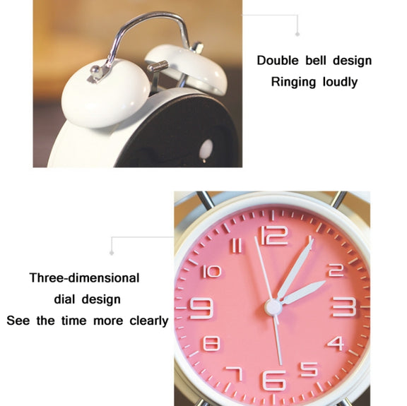 4 Inch Bedroom Bedside Stereo Digital Silent Alarm Clock With Light(White Shell Pink Surface)