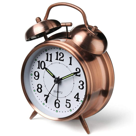 Metal Quality Mute Luminous Alarm Clock Classic Double Bell Clock(Yellow)