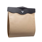 Car Trash Can Car Chair Back Hanging Storage Box Hidden Folding Storage Bag With LED Light(Beige)