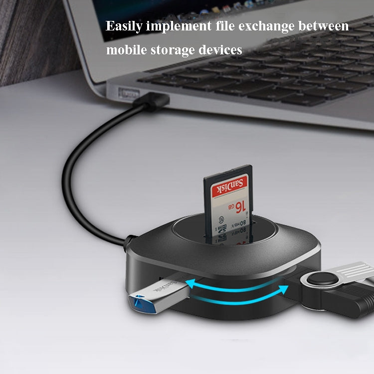H25-2.0 3 x USB Port + TF/SD Card Reader Computer Notebook High-Speed Hub Splitter