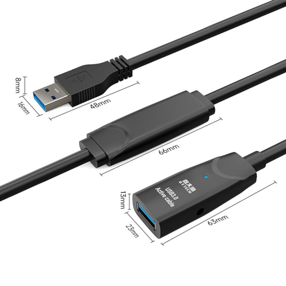 D.Y.TECH USB 3.0 Male To Female Extension Cable Double Shielded Chip Data Cable, Length: 10m
