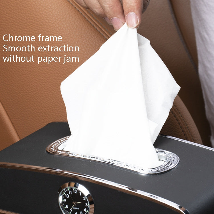 Car Clock Tissue Box Multi-Function Vehicle Instrument Table Paper Towel Box, Style: Clock+Parking Card (Green)