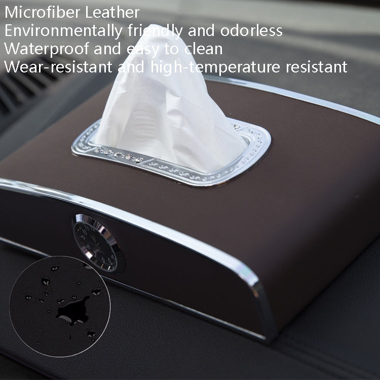 Car Clock Tissue Box Multi-Function Vehicle Instrument Table Paper Towel Box, Style: With Clock (Green)