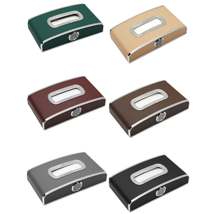 Car Clock Tissue Box Multi-Function Vehicle Instrument Table Paper Towel Box, Style: With Clock (Gray)