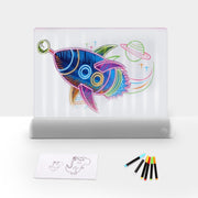 3D Painting Fluorescent Plate LED Shining Puzzle Children Graffiti Panel Handwritten Message Board(Grey)