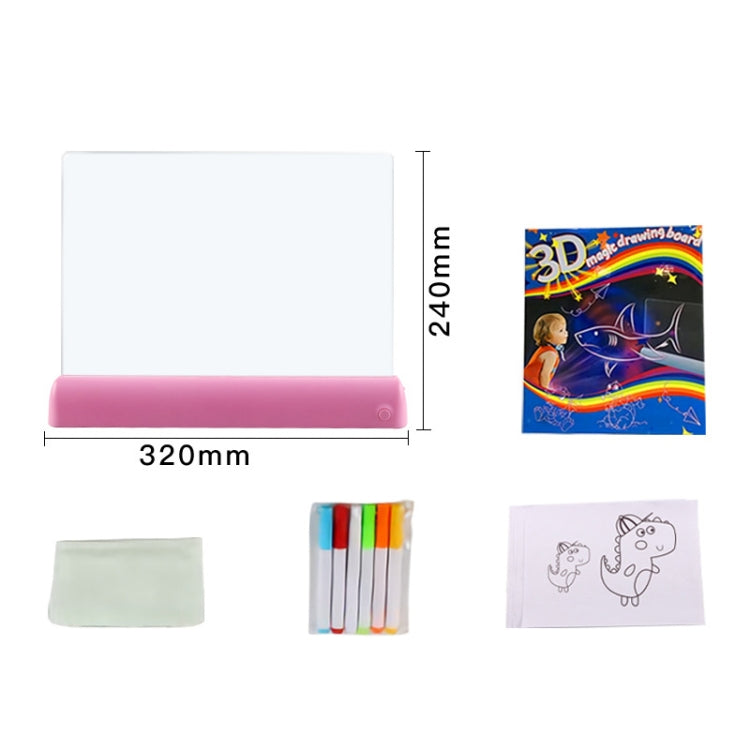 3D Painting Fluorescent Plate LED Shining Puzzle Children Graffiti Panel Handwritten Message Board(White)