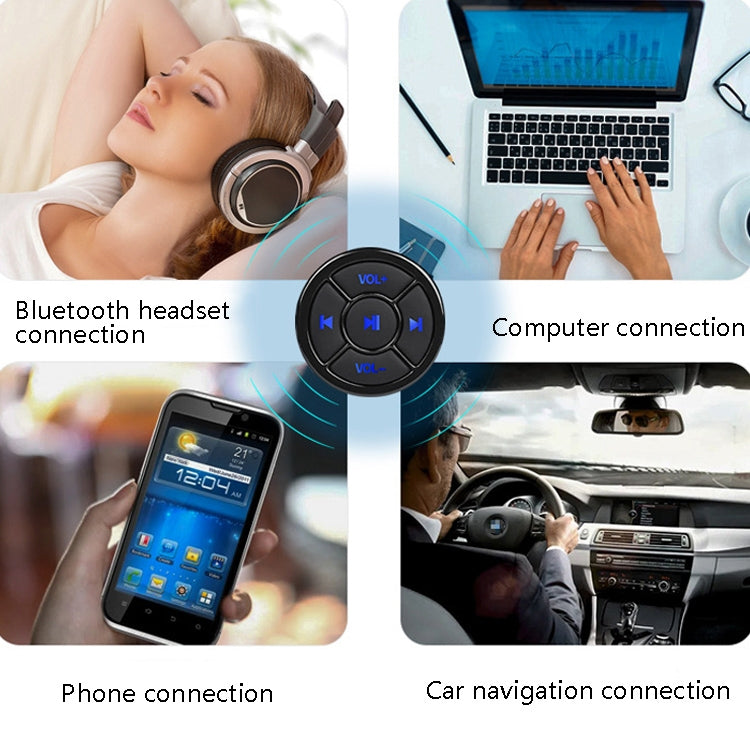 Car Mobile Phone Remote Control Bluetooth Wireless Multimedia Button Remote Control Music Playback Selfie, Colour: Black