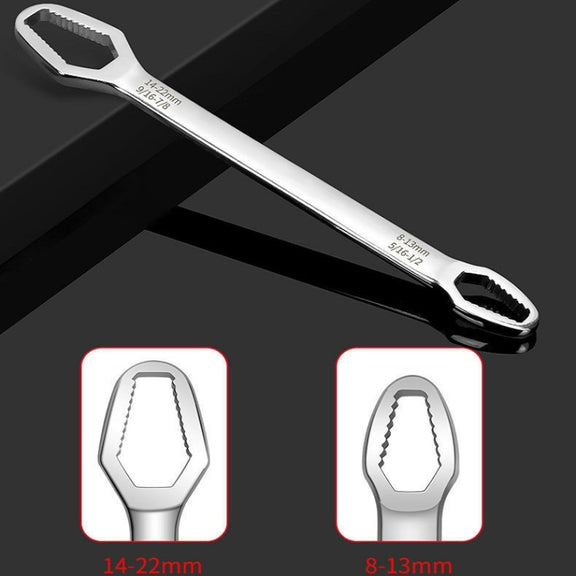 Multi-Function Plum Wrench Open Adjustment Double-Headed Self-Tightening Wrench(Black)