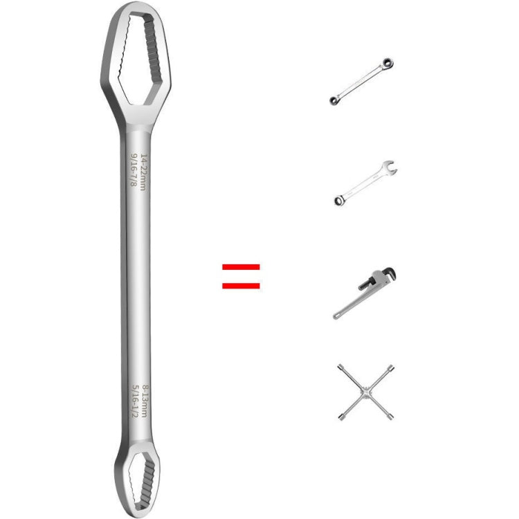 Multi-Function Plum Wrench Open Adjustment Double-Headed Self-Tightening Wrench(Silver)