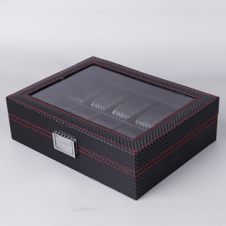 Carbon Fiber PU Leather Watch Box Jewelry Storage Box Packaging Box, Style: 6 Watch Positions