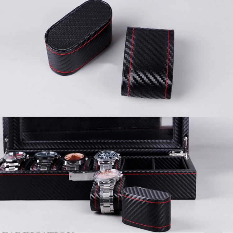 Carbon Fiber PU Leather Watch Box Jewelry Storage Box Packaging Box, Style: 6 Watch Positions