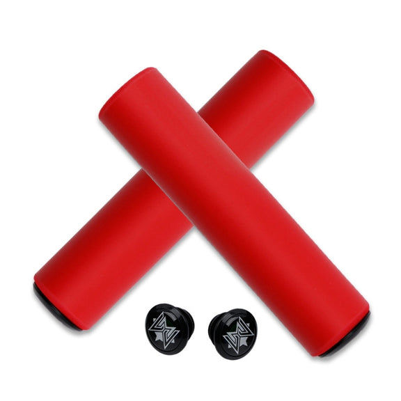 MEROCA Mountain Bike Grip Cover Shock Absorbic Silicone Handlebar Sponge Cover(Red)