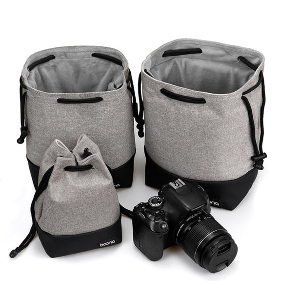 Baona Water-resistant Micro SLR Camera Bag Protective Cover Drawstring Pouch Bag, Color: Small Gray