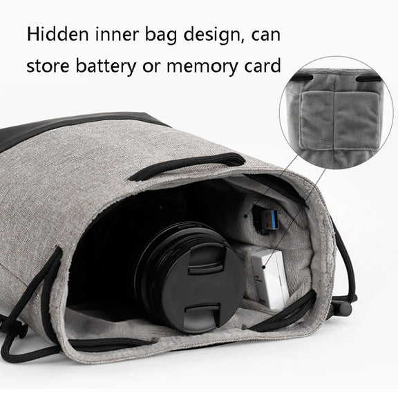 Baona Water-resistant Micro SLR Camera Bag Protective Cover Drawstring Pouch Bag, Color: Small Gray