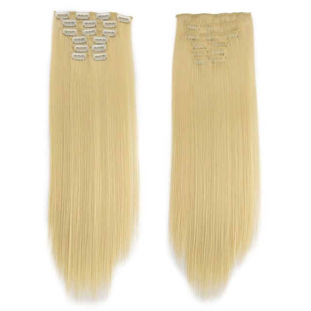 6 In 1 60cm Card Hair Extension Piece 16 Card Long Straight Hair Wig Piece, Color: 20.613