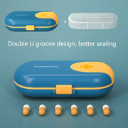 HW073 Portable Cut Medicine Large-capacity Pill Box Compartment Sealed Small Pill Box(Blue)