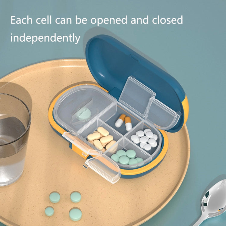 HW073 Portable Cut Medicine Large-capacity Pill Box Compartment Sealed Small Pill Box(Blue)