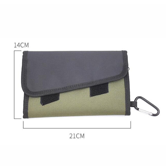 Splitable Fish Bait Bag With 6 PVC Self-Sealing Stickers Classification Storage Hanging Bag(Army Green)