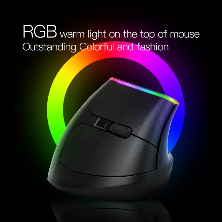 DELUX M618C 6 Keys 1600 DPI RGB Vertical Wireless Bluetooth Dual Mode Mouse(White)