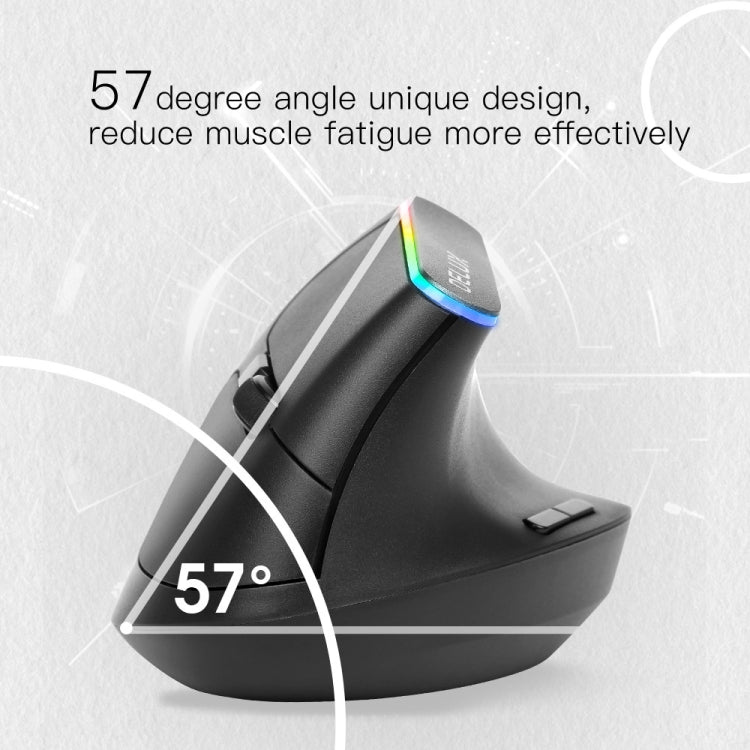 DELUX M618C 6 Keys 1600 DPI RGB Vertical Wireless Bluetooth Dual Mode Mouse(White)