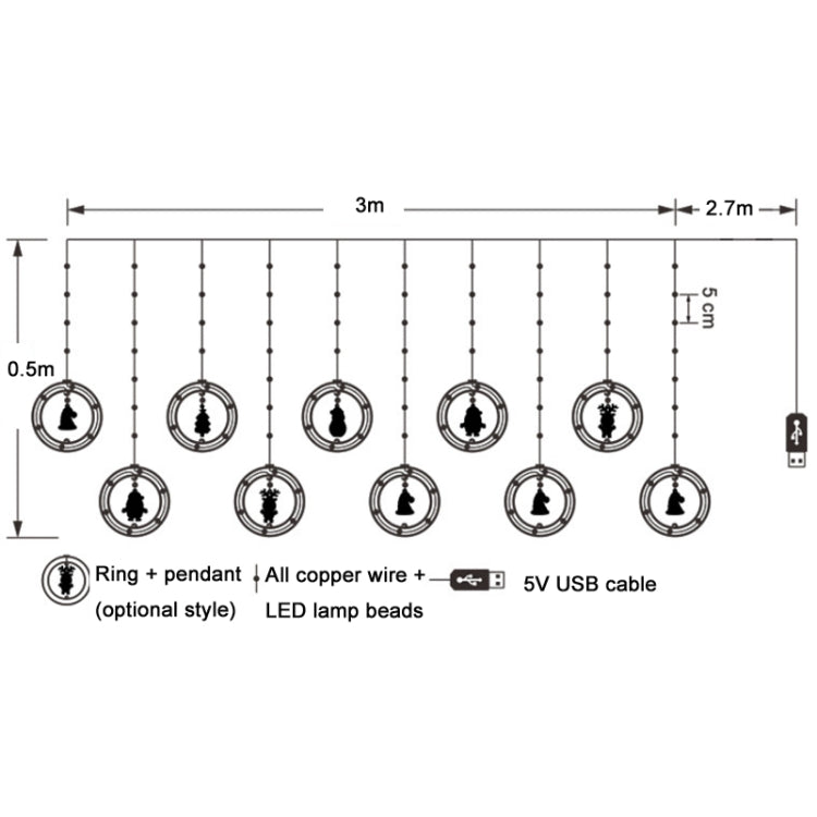 Christmas Decoration Lights USB Ring Doll 10 in 1 String Lights(Reindeer)