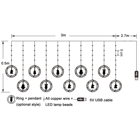 Christmas Decoration Lights USB Ring Doll 10 in 1 String Lights(Reindeer)