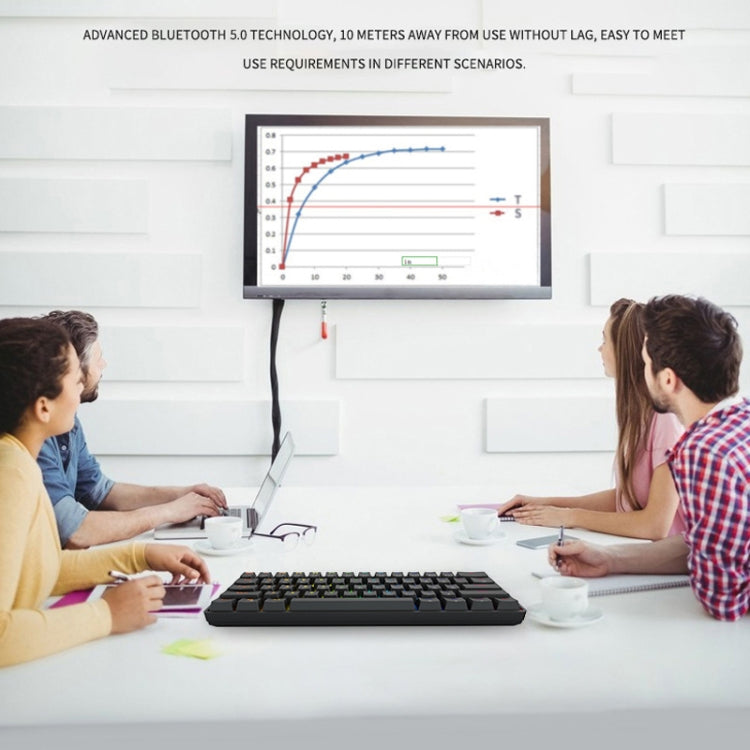 LEAVEN K28 61 Keys Gaming Office Computer RGB Wireless Bluetooth + Wired Dual Mode Mechanical Keyboard, Cabel Length:1.5m, Colour: Tea Axis (Pink)