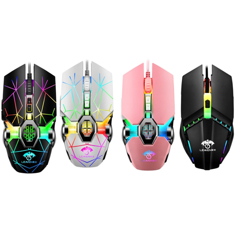 LEAVEN 7 Keys 4000DPI USB Wired Computer Office Luminous RGB Mechanical Gaming Mouse, Cabel Length:1.5m, Colour: S30 Black