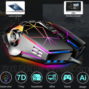 LEAVEN 7 Keys 4000DPI USB Wired Computer Office Luminous RGB Mechanical Gaming Mouse, Cabel Length:1.5m, Colour: S30 Black